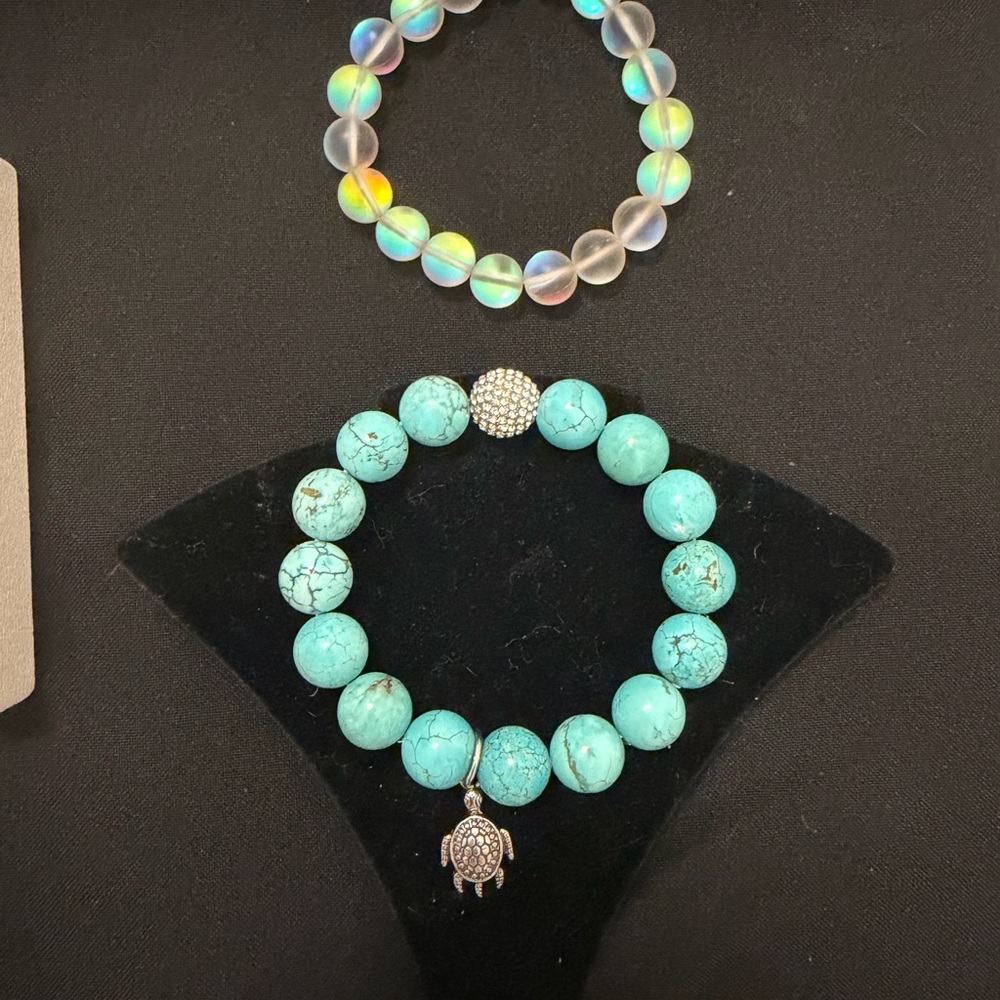 💙🐢 RARE RETIRED Ashley Bridget Turquoise Turtle Stack Set 🐢💙 - Picture 5 of 11
